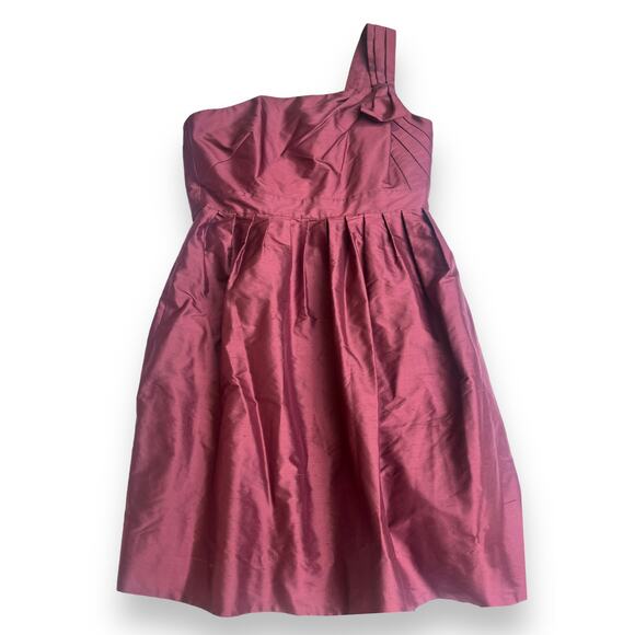 J.Crew Burgundy One-Shoulder Bow Silk Cocktail Party Dress | Sz 12 NEW | 02955 - Picture 3 of 14